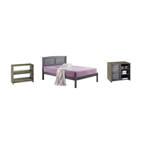 Convenience Concepts PD-212TAG-C4 Bed with 2 Drawer Chest & Bookcase, Antique Gray - Twin Size - 3 Piece HI3718426